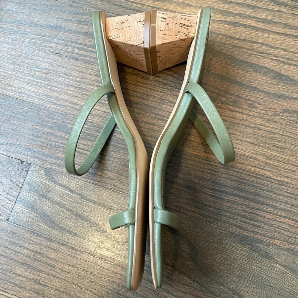 Marc Fisher LTD BRENT HEELED SLIDE SANDAL 7M Leather Square toe - Picture 6 of 11